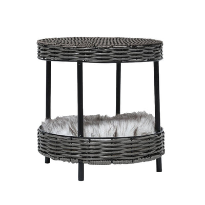 Rattan Pet Bed Elevated Raised Cat Dog House Wicker Basket Kennel Table - Bedzy Australia