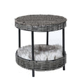 Rattan Pet Bed Elevated Raised Cat Dog House Wicker Basket Kennel Table