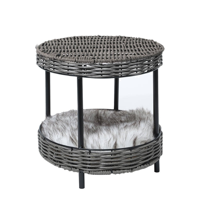 Rattan Pet Bed Elevated Raised Cat Dog House Wicker Basket Kennel Table - Bedzy Australia