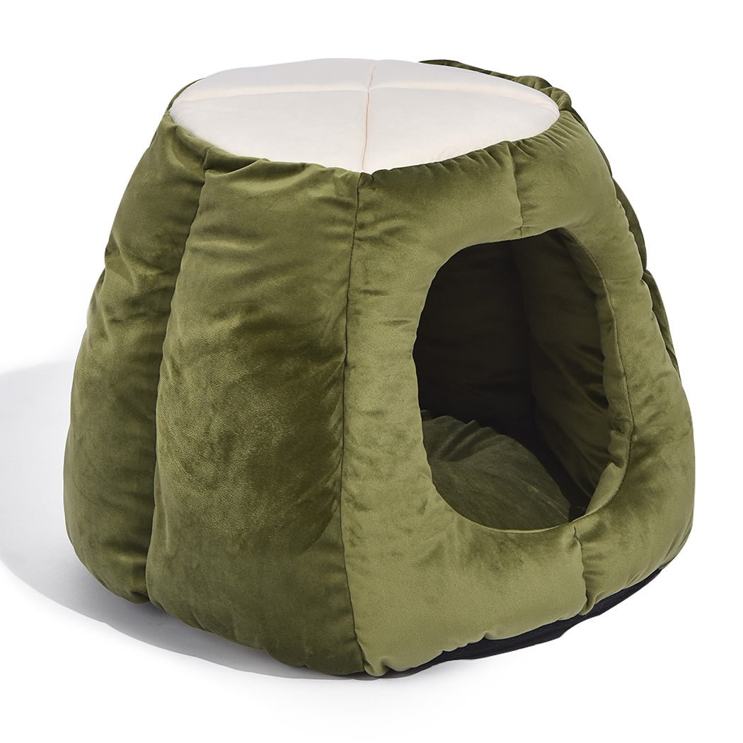 Pet Bed Cat Beds Bedding Castle Igloo Round Nest Comfy Kennel Cave Green L - Bedzy Australia