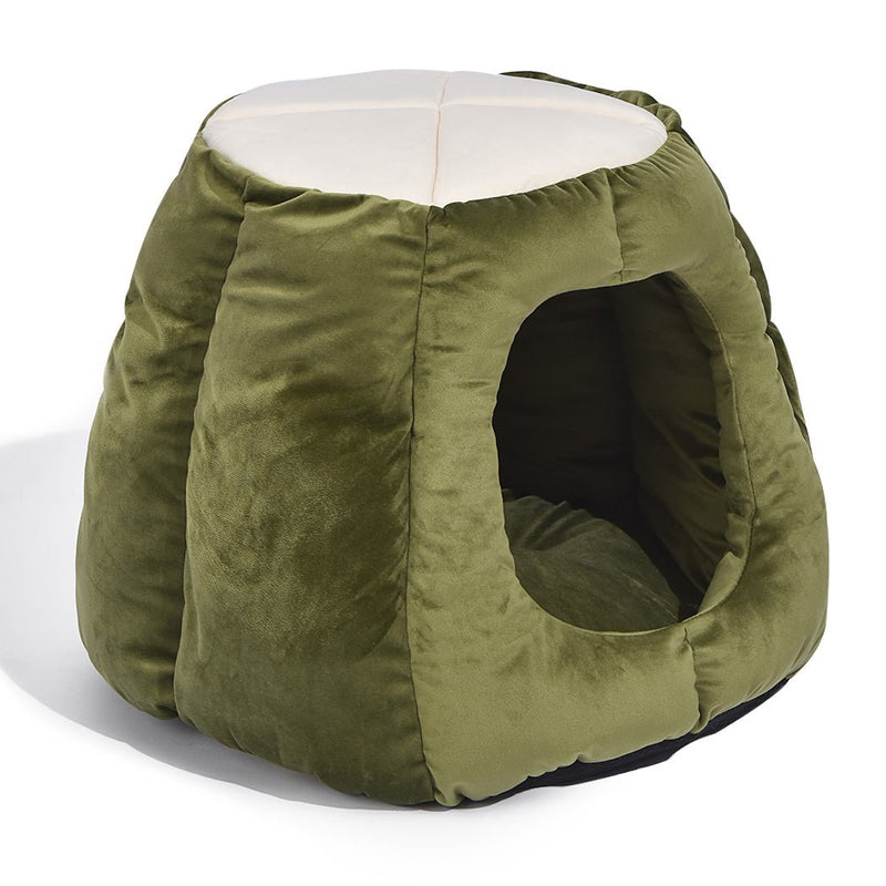 Pet Bed Cat Beds Bedding Castle Igloo Round Nest Comfy Kennel Cave Green L - Bedzy Australia