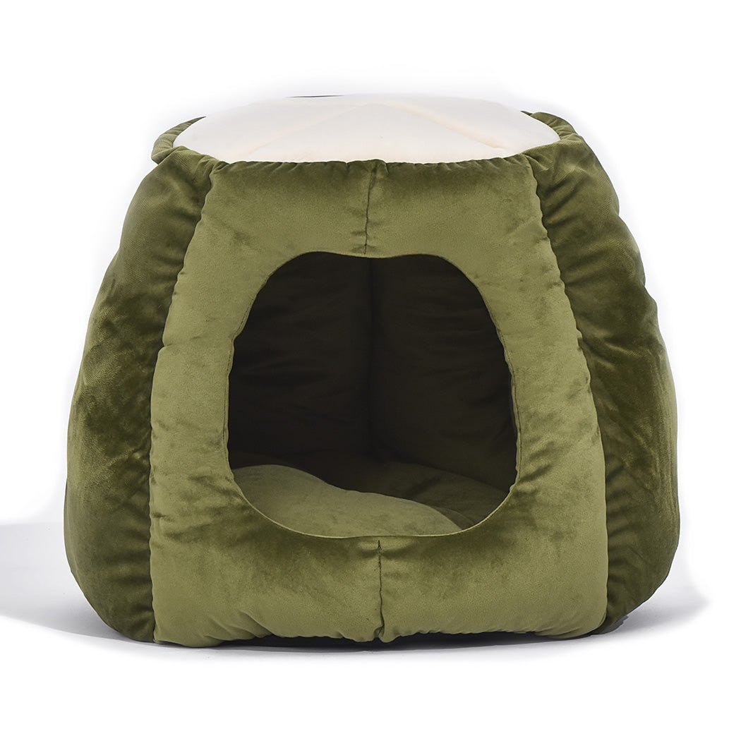Pet Bed Cat Beds Bedding Castle Igloo Round Nest Comfy Kennel Cave Green L - Bedzy Australia