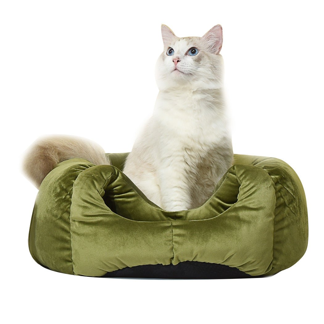 Pet Bed Cat Beds Bedding Castle Igloo Round Nest Comfy Kennel Cave Green L - Bedzy Australia