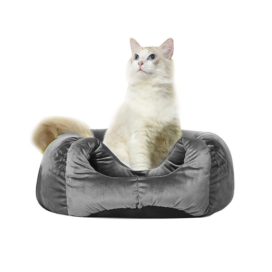 Pet Bed Cat Beds Bedding Castle Igloo Round Nest Comfy Kennel Cave Grey L - Bedzy Australia