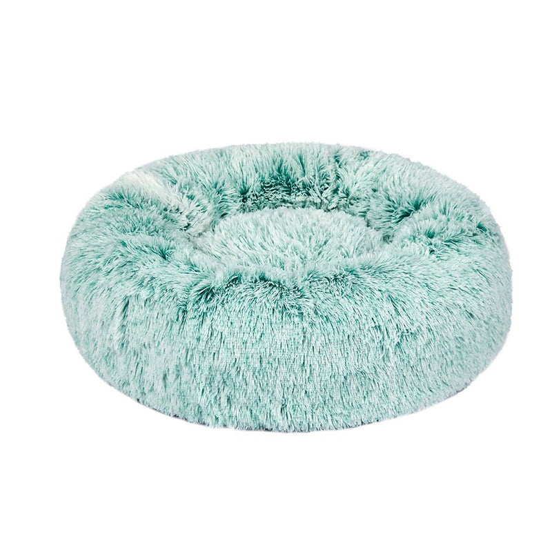 Pet Bed Cat Dog Donut Nest Calming Mat Soft Plush Kennel Teal XL - Bedzy Australia