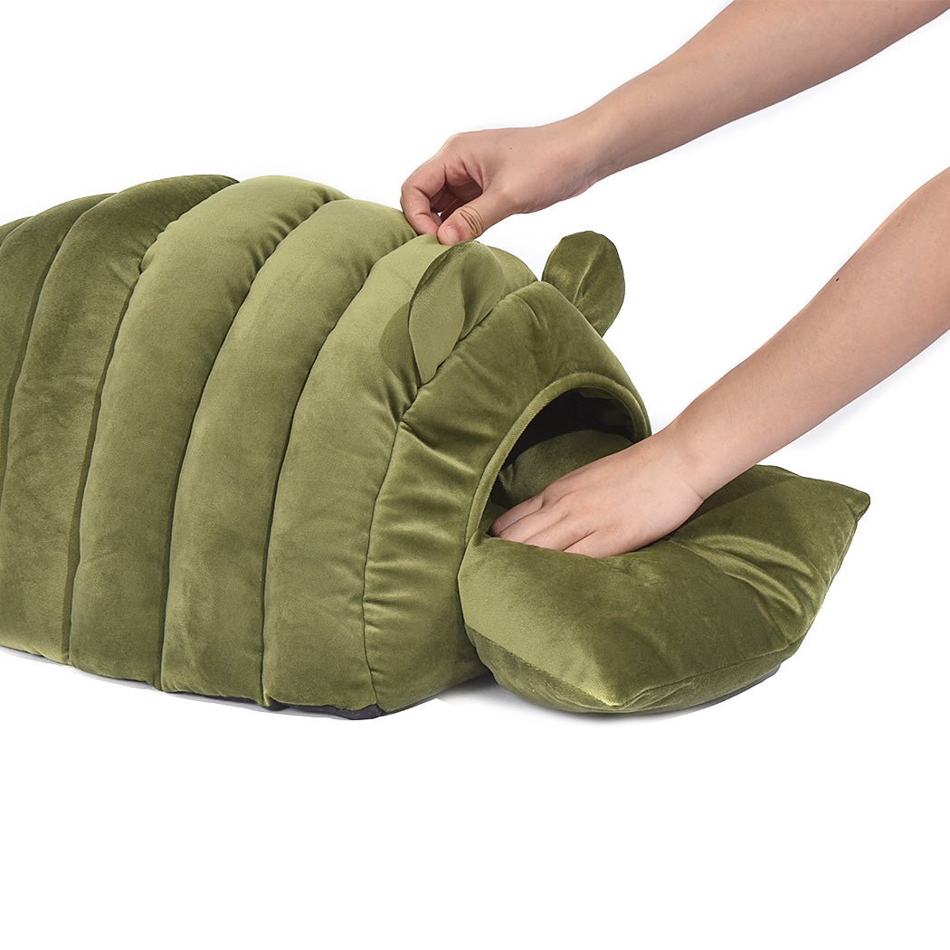 Pet Bed Comfy Kennel Cave Cat Beds Bedding Castle Cat Igloo Round Nest Green L - Bedzy Australia