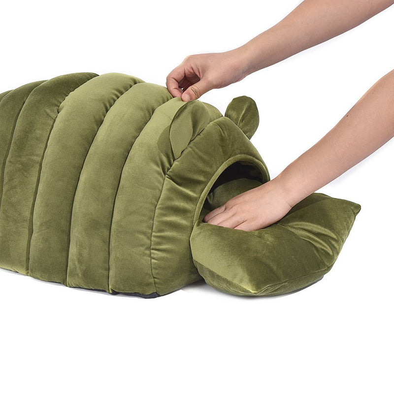 Pet Bed Comfy Kennel Cave Cat Beds Bedding Castle Igloo Round Nest Green M - Bedzy Australia