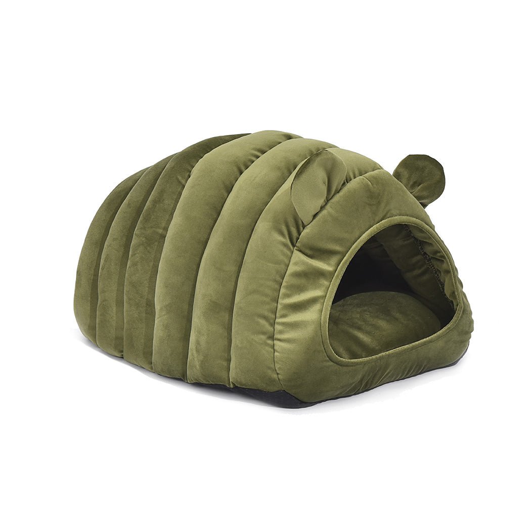 Pet Bed Comfy Kennel Cave Cat Beds Bedding Castle Igloo Round Nest Green M - Bedzy Australia
