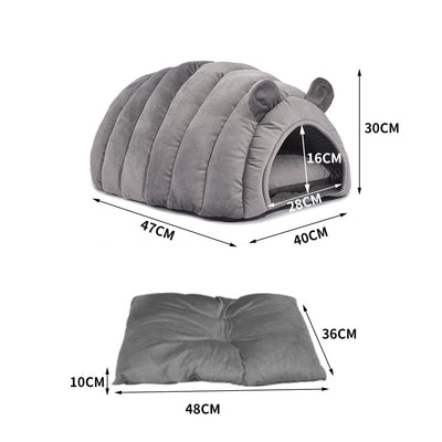 Pet Bed Comfy Kennel Cave Cat Beds Bedding Castle Igloo Round Nest Grey L - Bedzy Australia