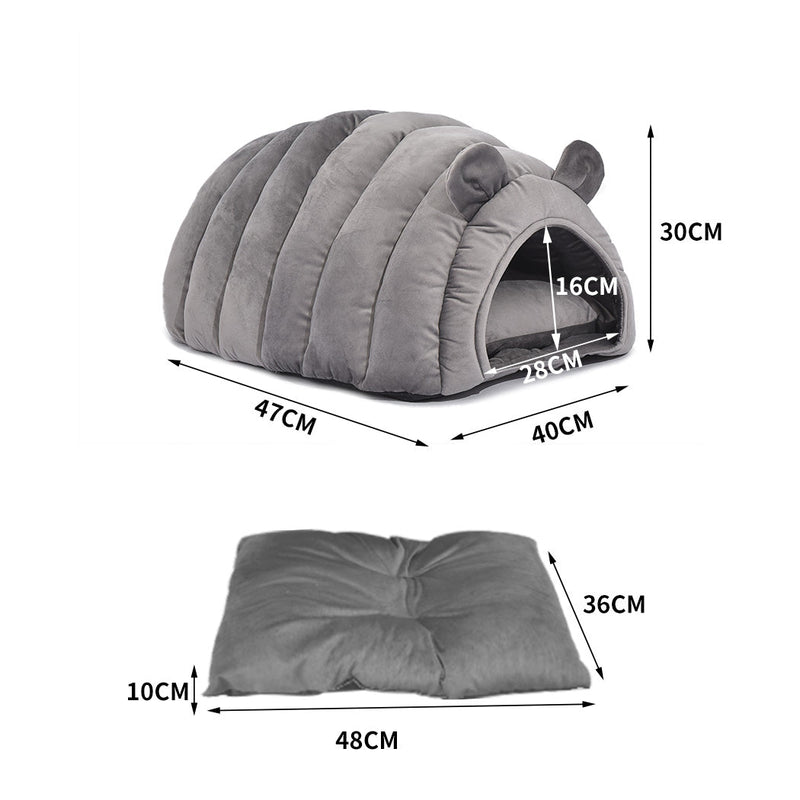 Pet Bed Comfy Kennel Cave Cat Beds Bedding Castle Igloo Round Nest Grey L - Bedzy Australia