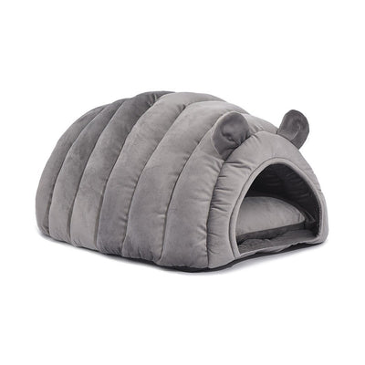 Pet Bed Comfy Kennel Cave Cat Beds Bedding Castle Igloo Round Nest Grey L - Bedzy Australia