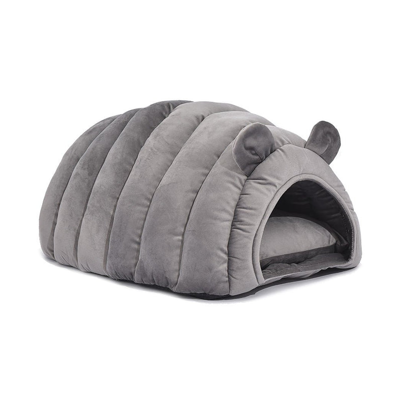 Pet Bed Comfy Kennel Cave Cat Beds Bedding Castle Igloo Round Nest Grey L - Bedzy Australia