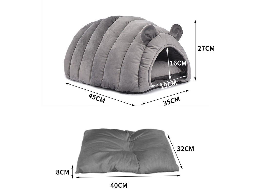 Pet Bed Comfy Kennel Cave Cat Beds Bedding Castle Igloo Round Nest Grey M - Bedzy Australia