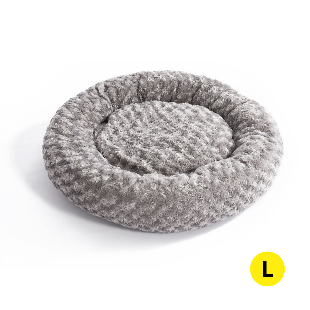 Pet Bed Dog Cat Nest Calming Donut Mat Soft Plush Kennel Cave Deep Sleeping L - Bedzy Australia