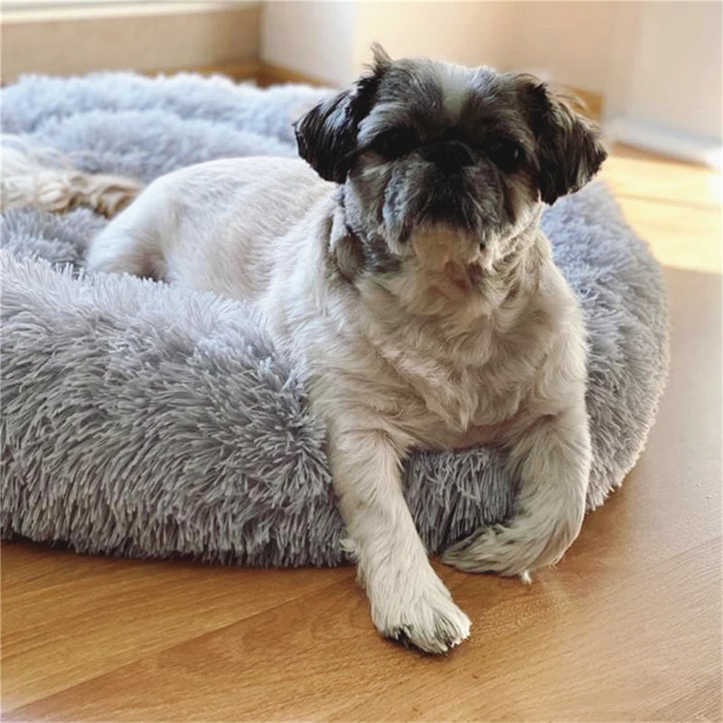 Pet Dog Bed Bedding Warm Plush Round Comfort Dog Nest Light Grey kennel XL 100cm - Pet Care > Dog Supplies - Bedzy Australia