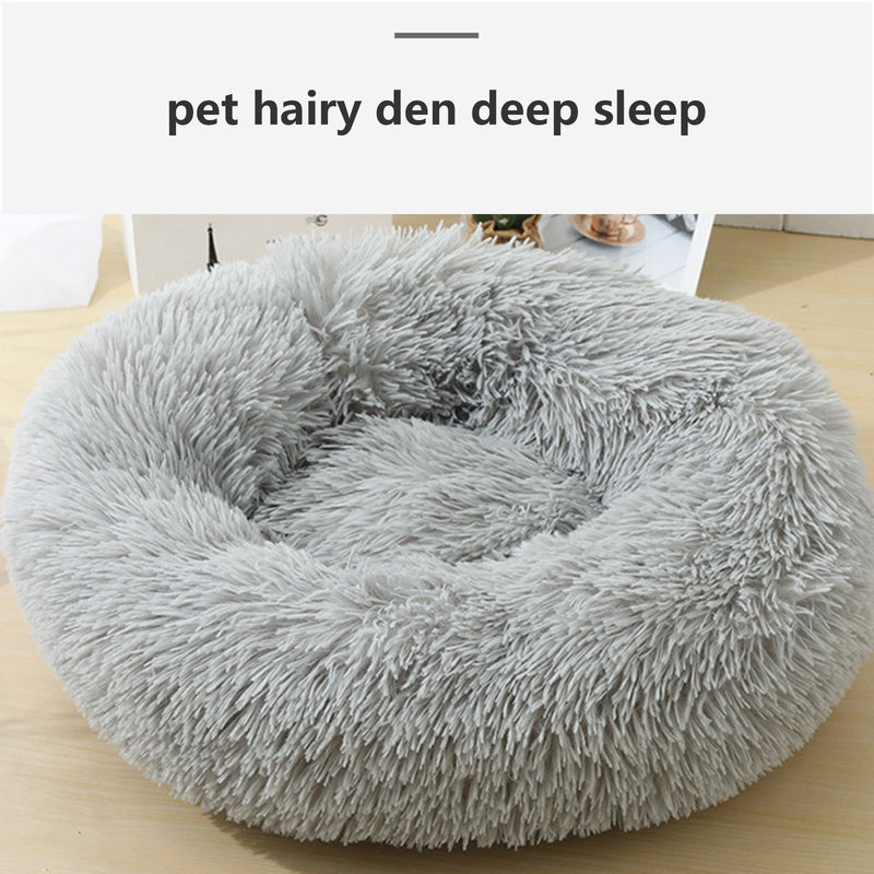 Pet Dog Bed Bedding Warm Plush Round Comfortable Dog Nest Light Grey M 70cm - Pet Care > Dog Supplies - Bedzy Australia