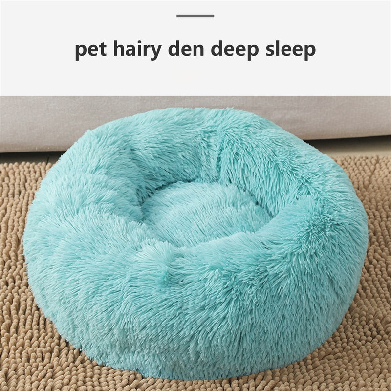 Pet Dog Bed Warm Plush Round Comfortable Nest Comfy Sleeping kennel Green M 70cm - Pet Care > Dog Supplies - Bedzy Australia