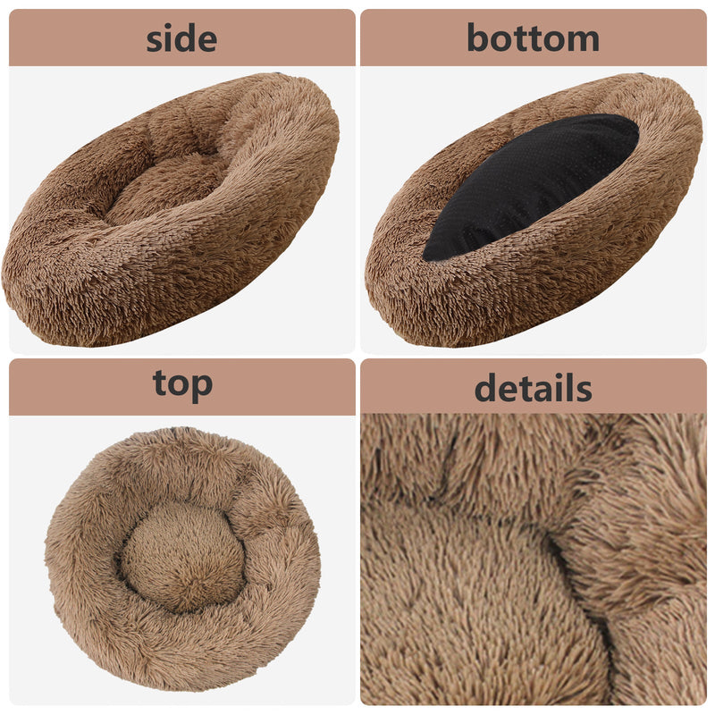 Pet Dog Bedding Warm Plush Round Comfortable Nest Sleeping kennel Coffee M 70cm - Pet Care > Dog Supplies - Bedzy Australia