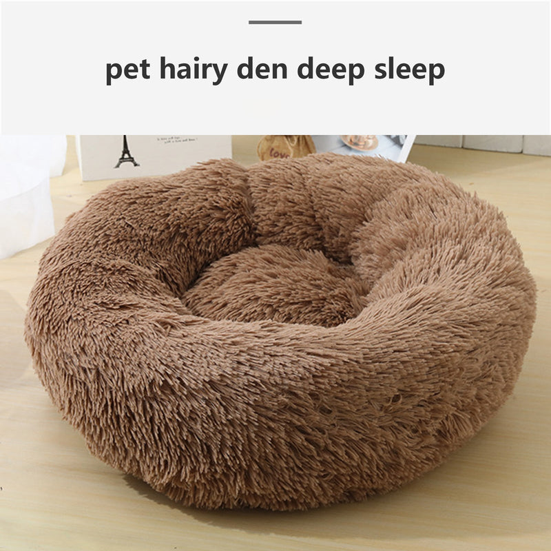 Pet Dog Bedding Warm Plush Round Comfortable Nest Sleeping kennel Coffee M 70cm - Pet Care > Dog Supplies - Bedzy Australia