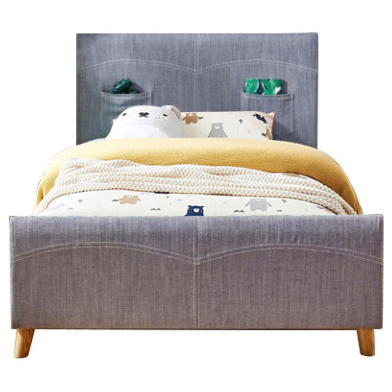 Phlox Kids Child Single Bed Fabric Upholstered Children Kid Timber Frame - Steel - Bedzy Australia (ABN 18 642 972 209) - Furniture > Bedroom