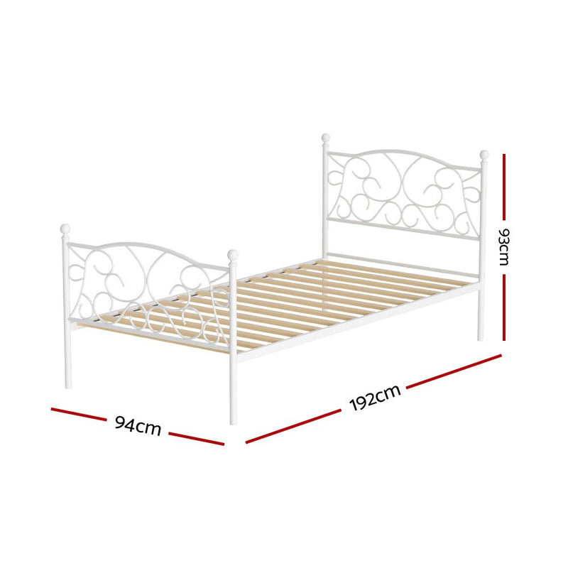 Provincial Style Single Bed Frame White - Bedzy Australia (ABN 18 642 972 209) - Furniture > Bedroom