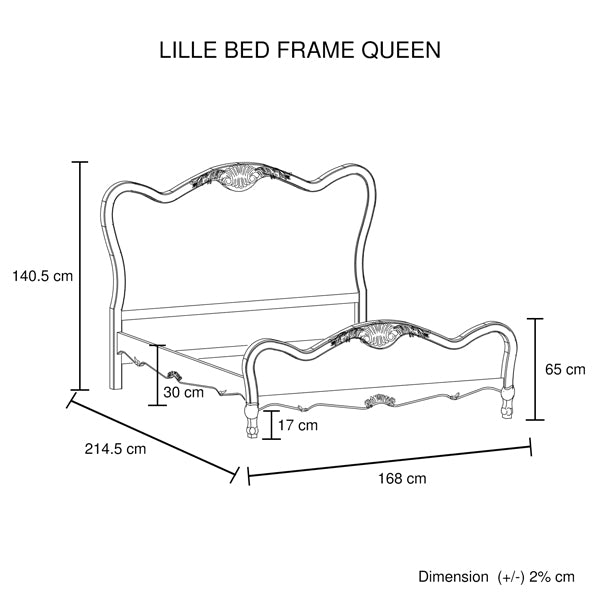 Bedzy Luxe Lille Queen Size Bed Frame - White Washed - Furniture > Mattresses - Bedzy Australia