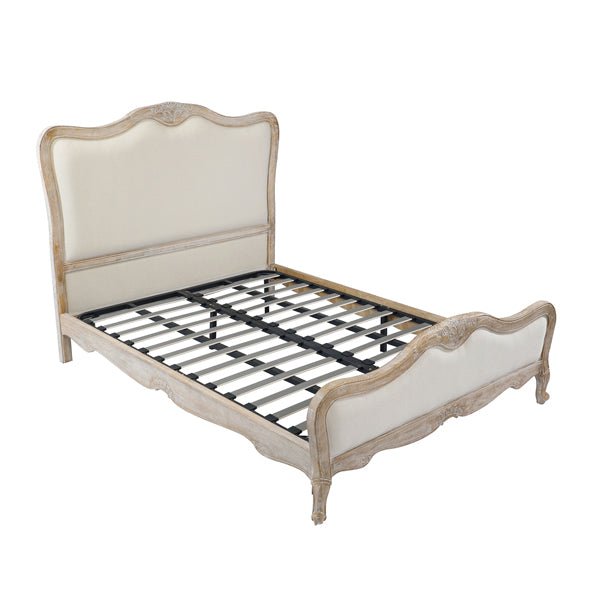 Bedzy Luxe Lille Queen Size Bed Frame - White Washed - Furniture > Mattresses - Bedzy Australia