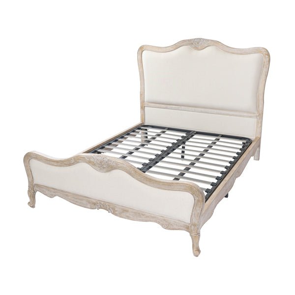 Bedzy Luxe Lille Queen Size Bed Frame - White Washed - Furniture > Mattresses - Bedzy Australia