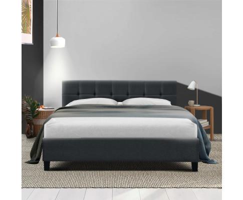 Queen Package | Agnes Bed Charcoal & Normay Pillow Top Mattress (Medium Firm) - Bedzy Australia