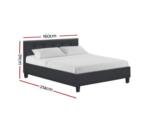 Queen Package | Agnes Bed Charcoal & Normay Pillow Top Mattress (Medium Firm) - Bedzy Australia