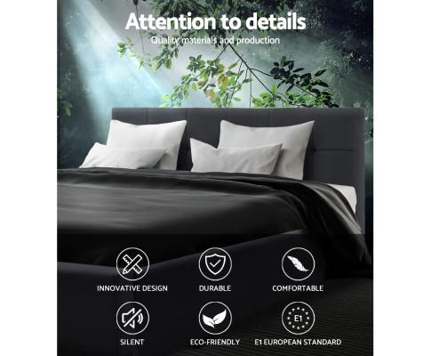 Queen Package | Agnes Bed Charcoal & Normay Pillow Top Mattress (Medium Firm) - Bedzy Australia