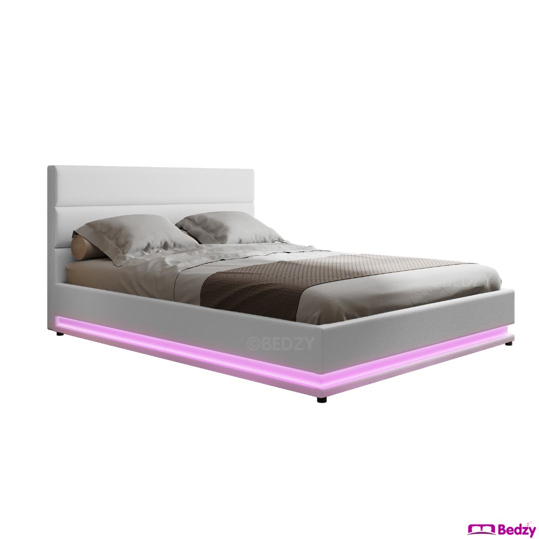 Queen Package | Henley LED Storage Bed White & Bonita Euro Top Mattress (Medium Firm) - Bedzy Australia