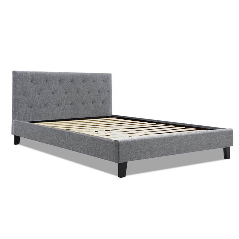 Queen Package | Hyams Bed Frame Grey & Bonita Euro Top Mattress (Medium Firm) - Bedzy Australia - Furniture > Bedroom