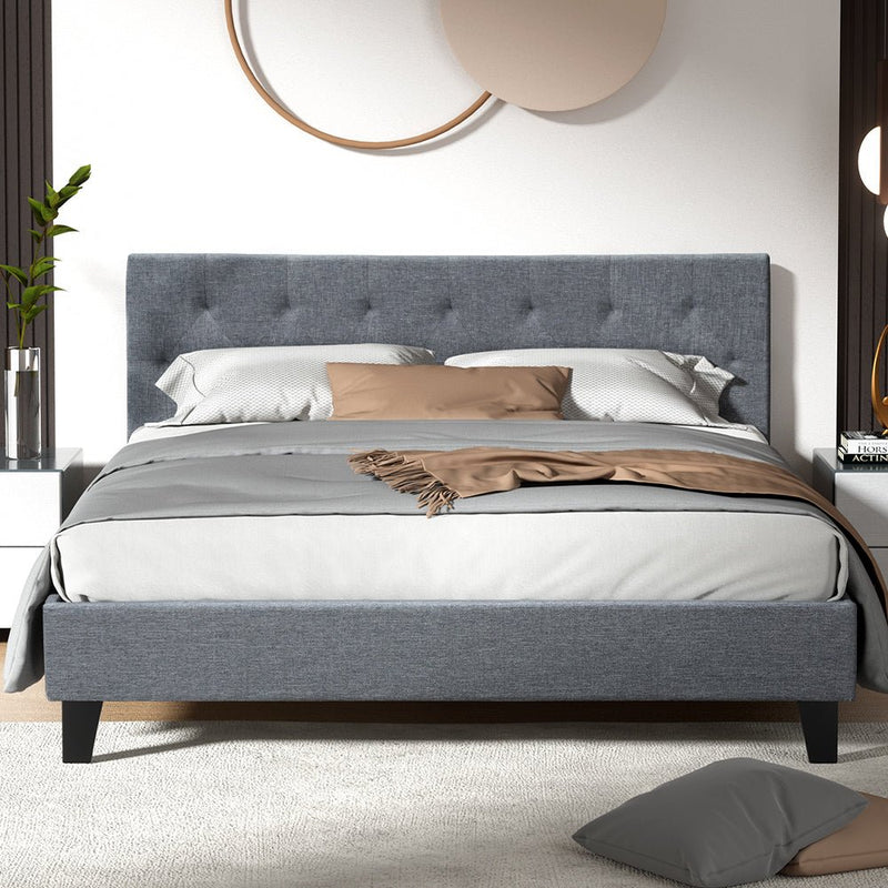 Queen Package | Hyams Bed Frame Grey & Bonita Euro Top Mattress (Medium Firm) - Bedzy Australia