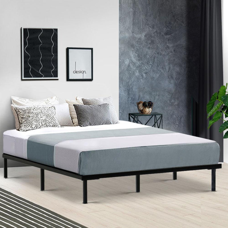 Queen Package | Ted Metal Bed Black & Glay Bonnell Spring Mattress (Medium Firm) - Bedzy Australia - Furniture > Bedroom