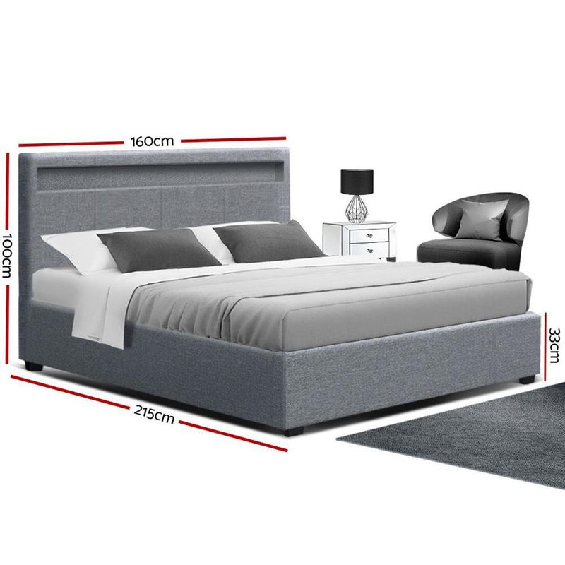 Queen Package | Wanda LED Storage Bed Grey & Bonita Euro Top Mattress (Medium Firm) - Bedzy Australia - Furniture > Bedroom