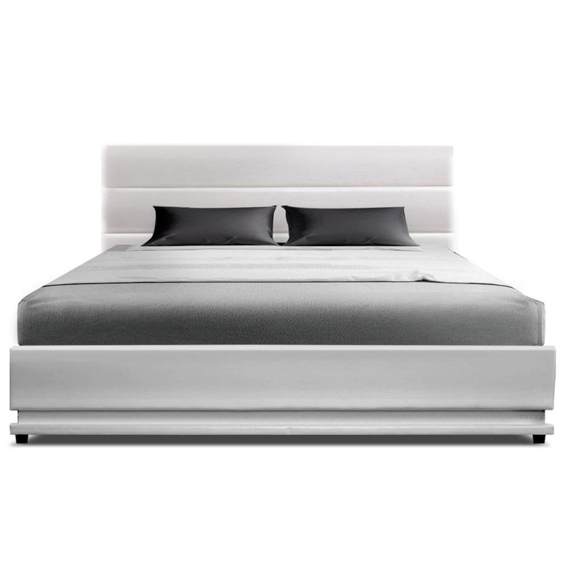 Queen Premium Package | Henley LED Storage Queen Bed Frame White, Luna Series Euro Top Mattress (Medium Firm) & Bamboo Mattress Topper! - Bedzy Australia (ABN 18 642 972 209) -