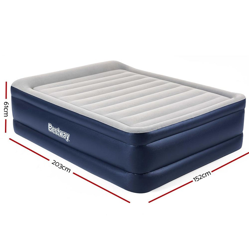 61 CM Thickness Air Bed Inflatable Mattress with Built-in Pump - Queen Size - Bedzy Australia