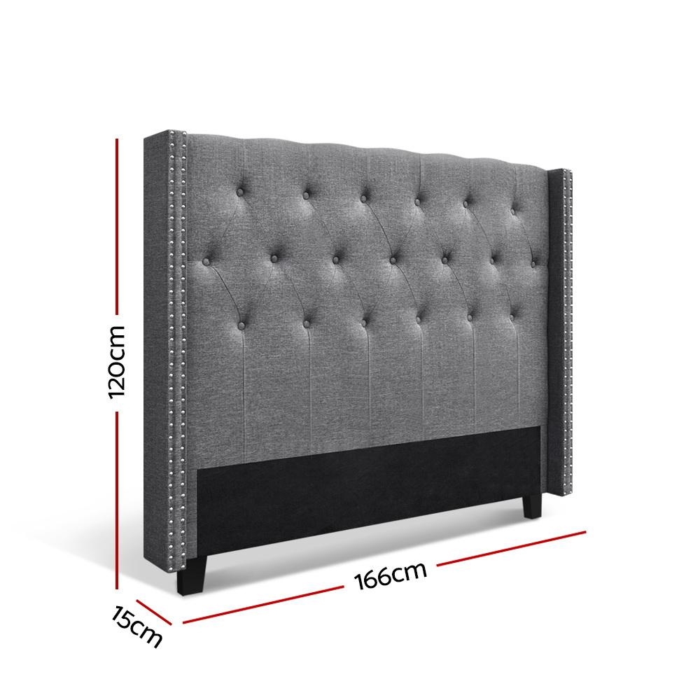 Queen Size | Luca Bed Headboard (Grey) - Bedzy Australia