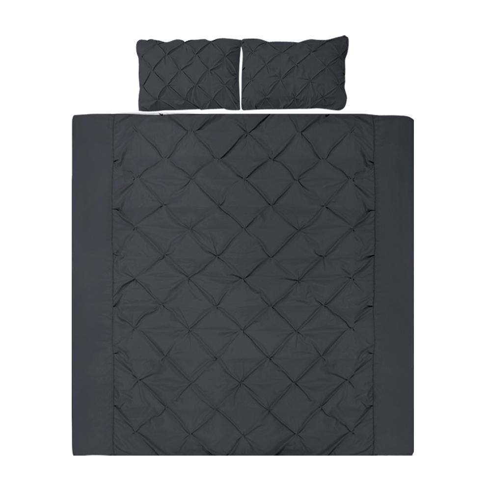 Queen Size Quilt Cover Set - Black - Bedzy Australia