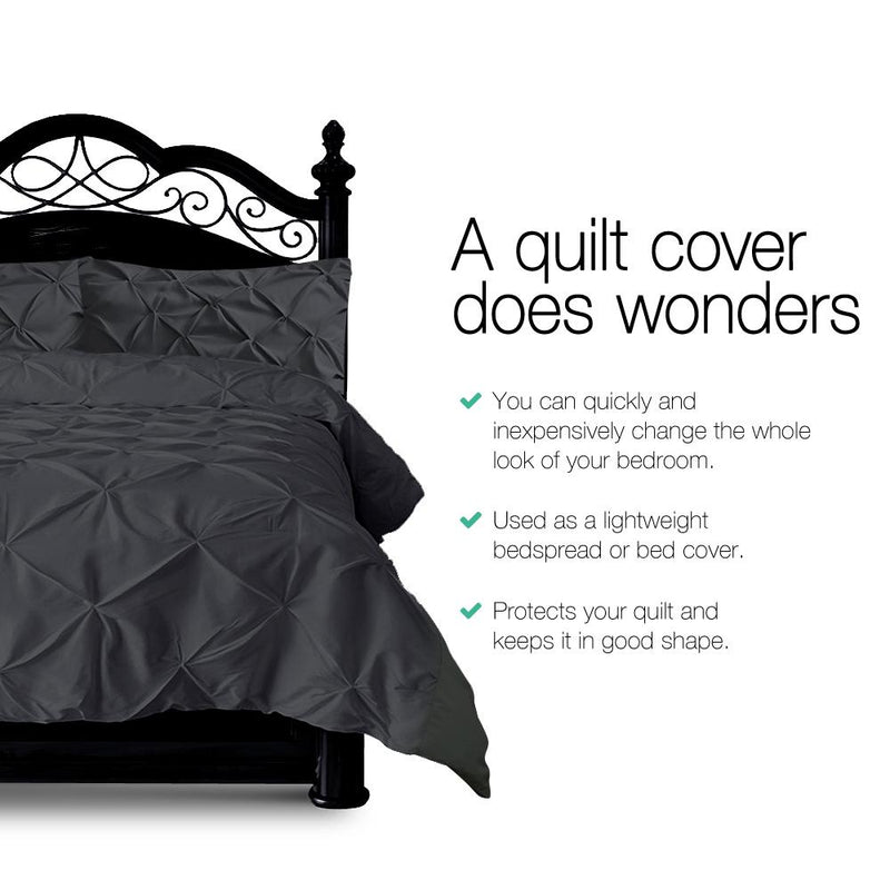 Queen Size Quilt Cover Set - Black - Bedzy Australia (ABN 18 642 972 209) - Cheap affordable bedroom furniture shop near me Australia