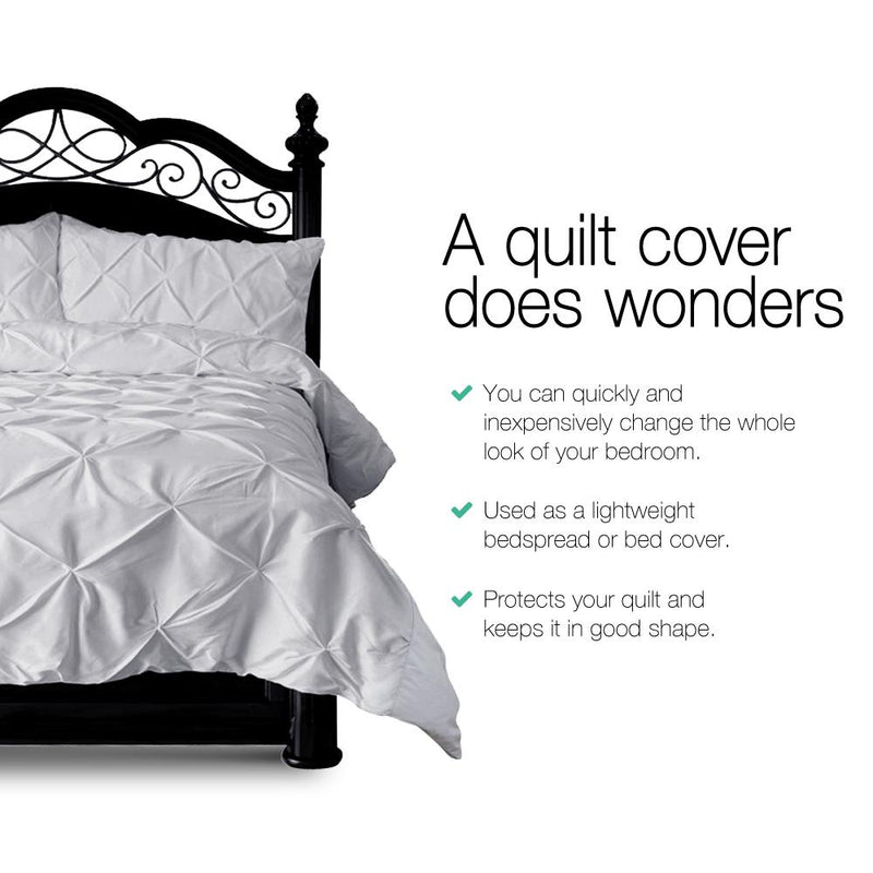 Queen Size Quilt Cover Set - Grey - Bedzy Australia
