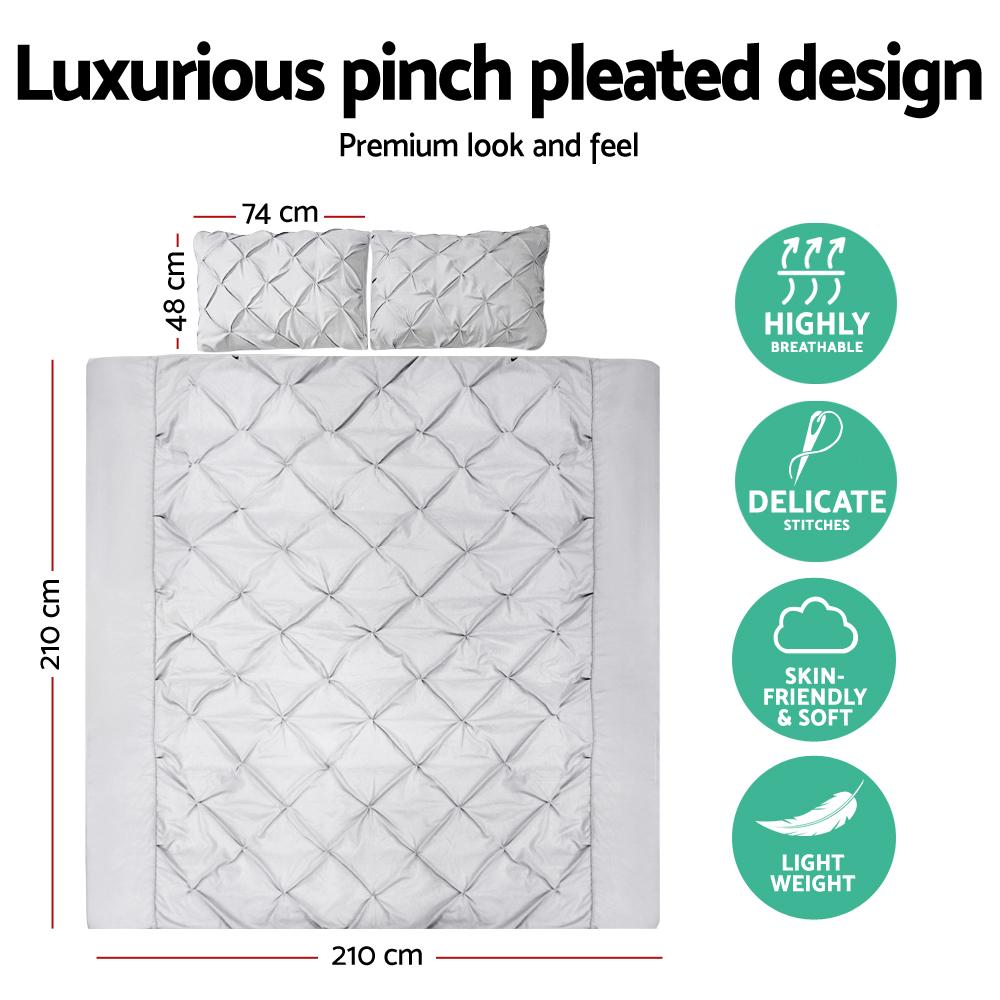 Queen Size Quilt Cover Set - Grey - Bedzy Australia