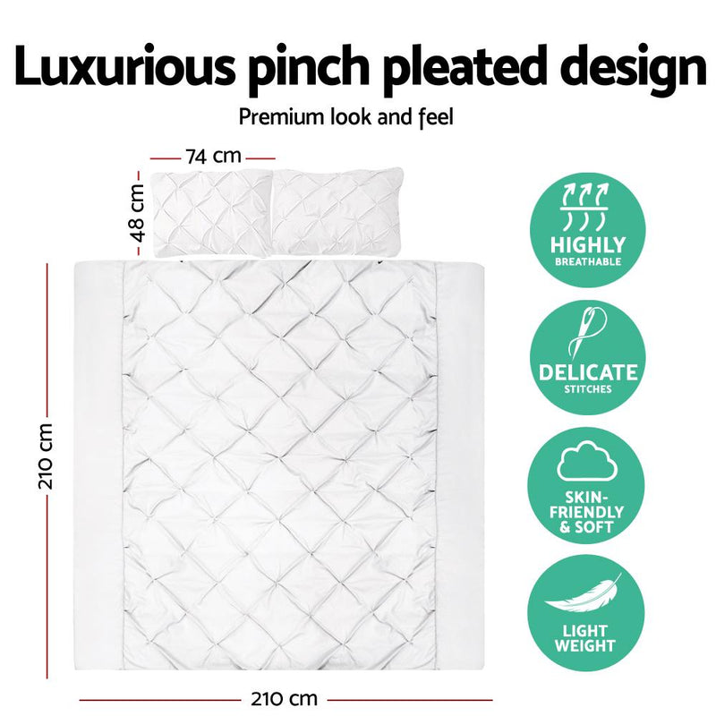 Queen Size Quilt Cover Set - White - Bedzy Australia - Home & Garden > Bedding