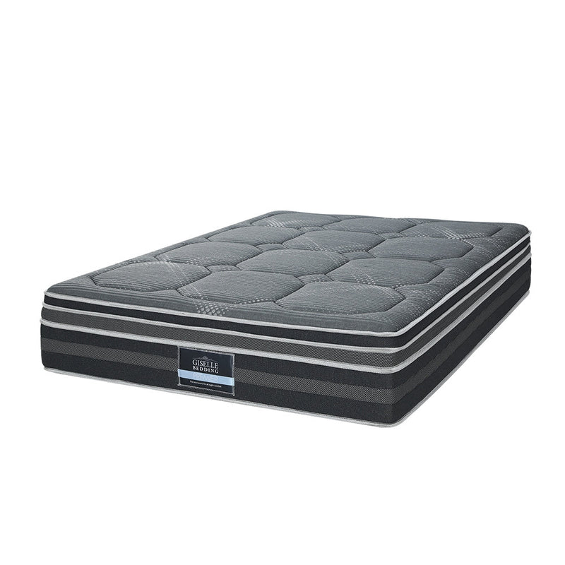 Queen Ultra Package | Henley LED Bed Black, 2 x LED Bedside Tables, Platinum Series 7 Zone Dual Euro Top Mattress, Pillowtop Mattress Topper & 4 x Pillows - Bedzy Australia