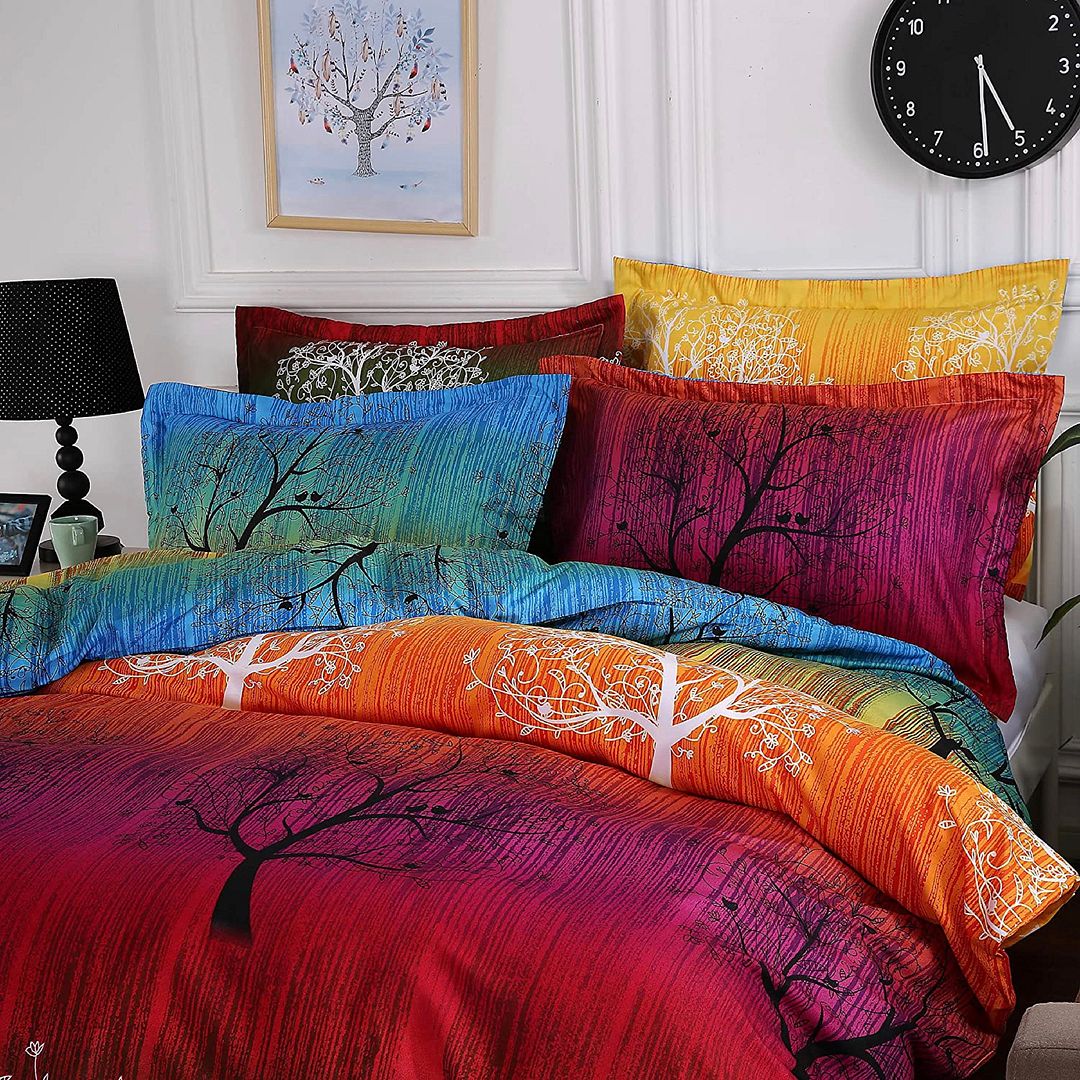 Rainbow Tree Double Size Quilt/Doona/Duvet Cover Set - Home & Garden > Bedding - Bedzy Australia