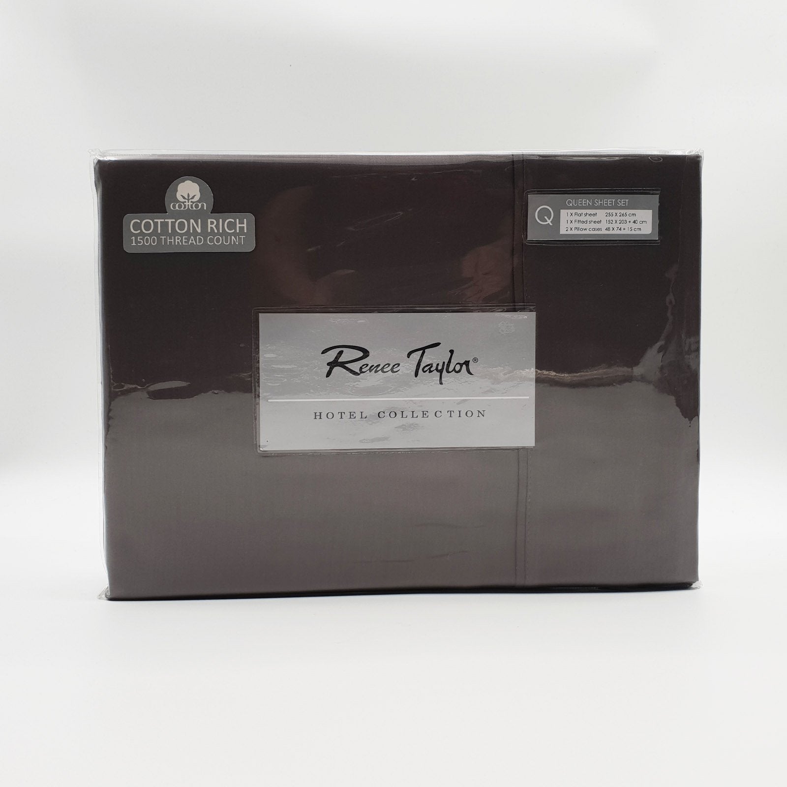 Renee Taylor 1500 Thread Count Pure Soft Cotton Blend Flat & Fitted Sheet Set King Dusk Grey - Bedzy Australia