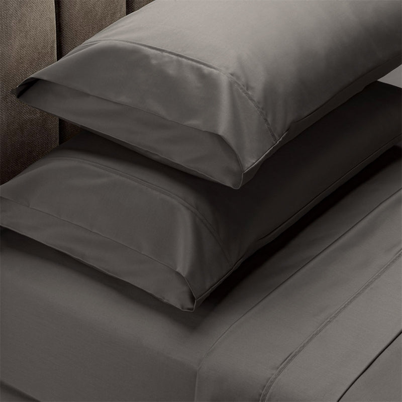 Renee Taylor 1500 Thread Count Pure Soft Cotton Blend Flat & Fitted Sheet Set King Dusk Grey - Bedzy Australia