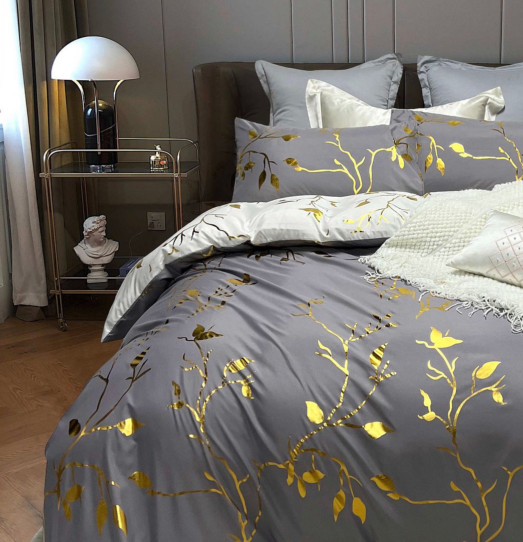 Reversible Design Grey Queen Size Bed Quilt/Doona/Duvet Cover Set - Home & Garden > Bedding - Bedzy Australia