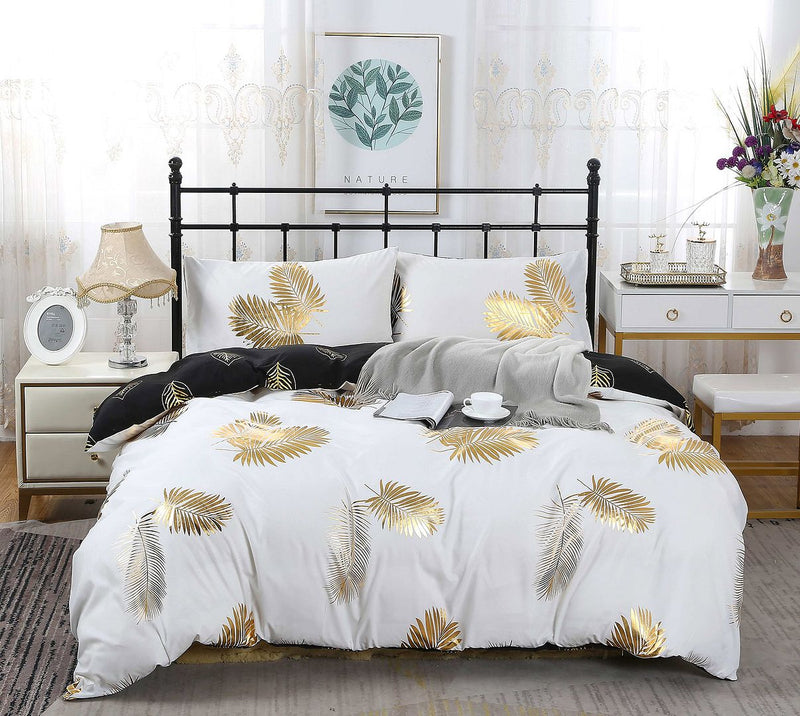 Reversible Design King Size Black Gold Duvet Doona Quilt Cover Set - Bedzy Australia (ABN 18 642 972 209) - Home & Garden > Bedding - Cheap affordable bedroom furniture shop near me Australia